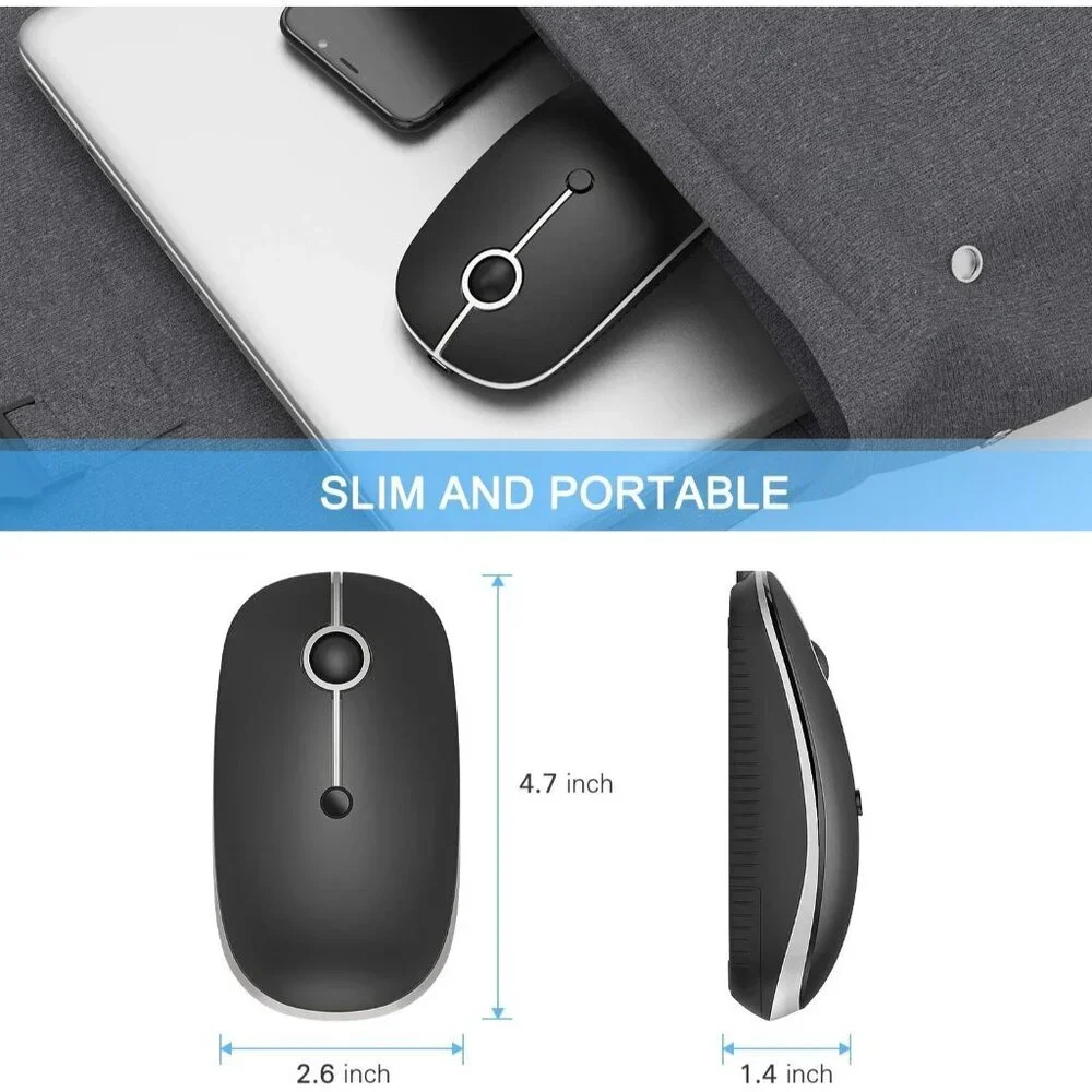 Wireless Mouse USB + Type-C Dual Connection Silent Click Rechargeable New